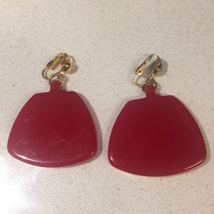 Red Vintage Clip on Earrings